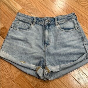 PacSun Light Blue High-Rise Rolled Hem Denim Shorts